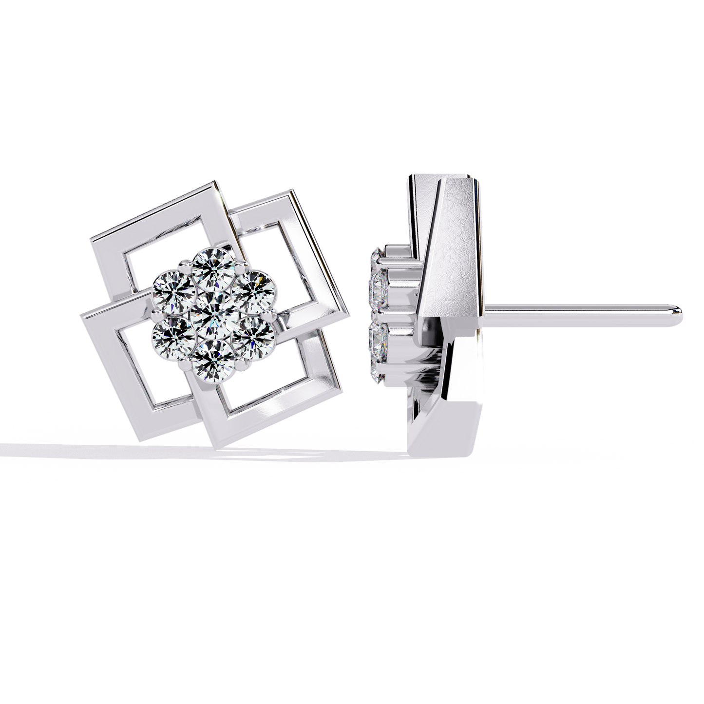 Diamond Cluster Stud Earrings