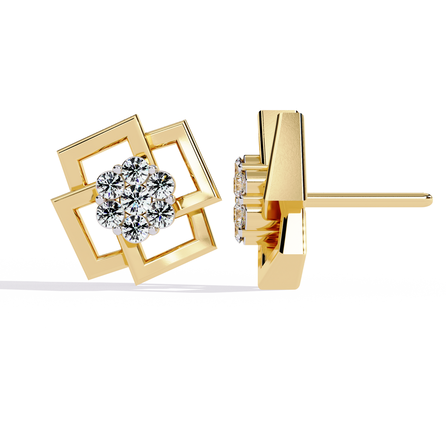 Diamond Cluster Stud Earrings