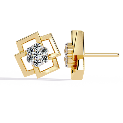 Diamond Cluster Stud Earrings