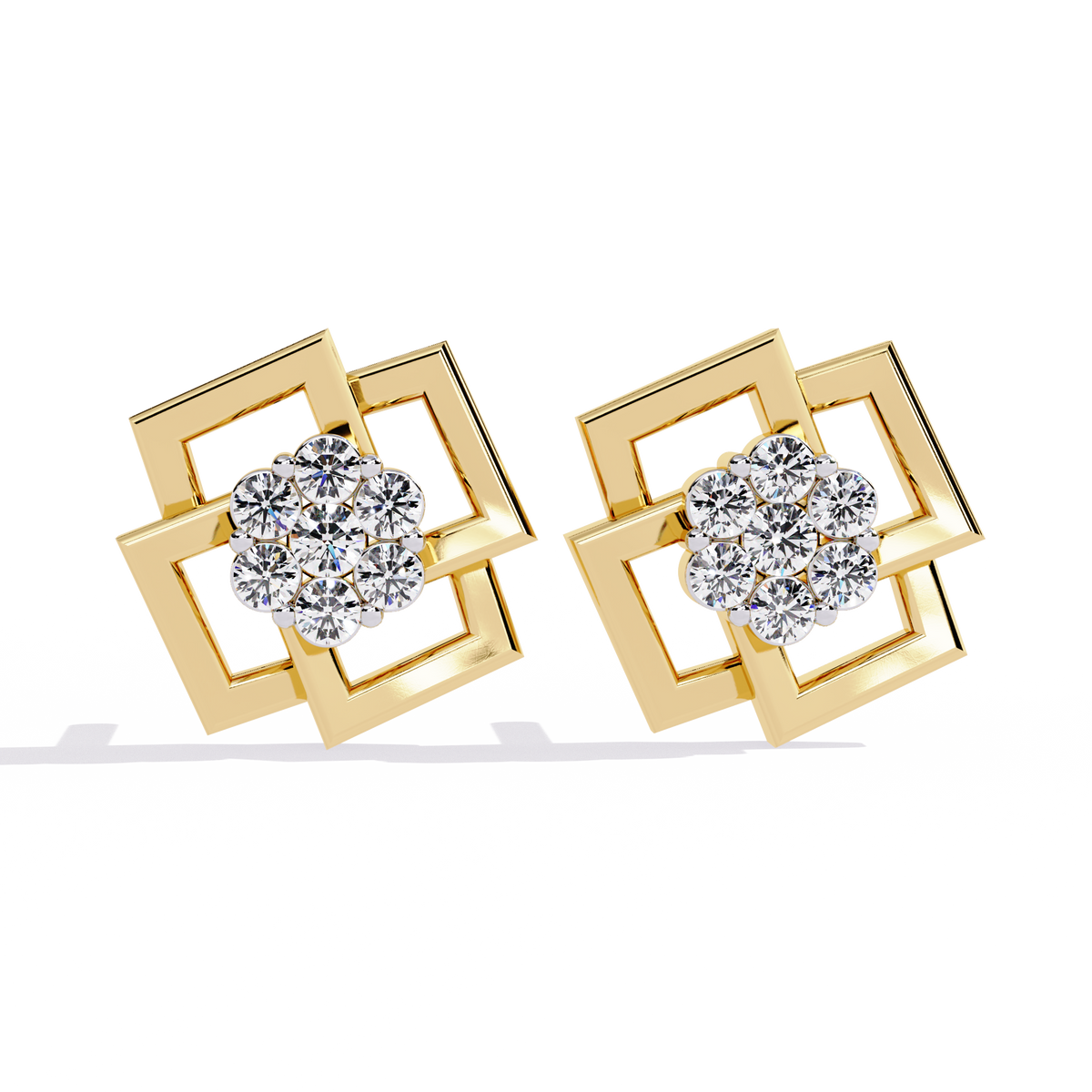 Diamond Cluster Stud Earrings