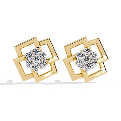 Diamond Cluster Stud Earrings