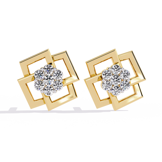 Diamond Cluster Stud Earrings