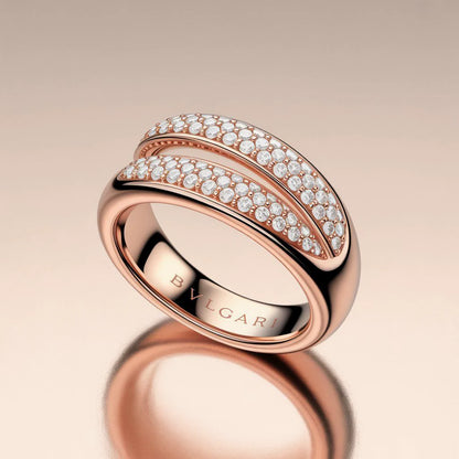 BVLGARI Rose Gold & Diamond Pavé Ring