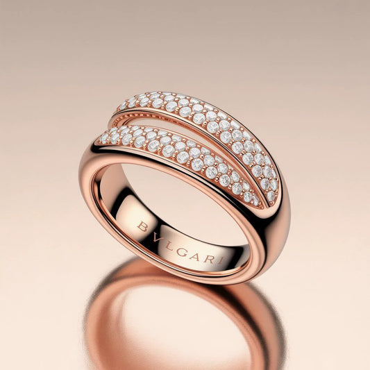 BVLGARI Rose Gold & Diamond Pavé Ring
