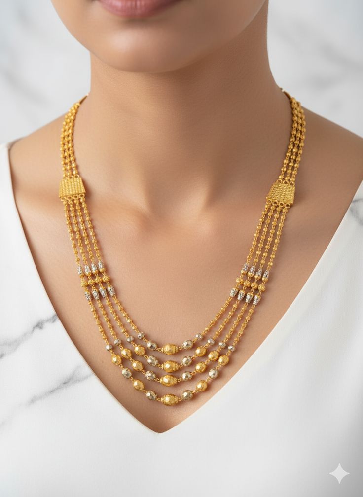 Elegant Multi-Layered Gold Bead Haar / Necklace