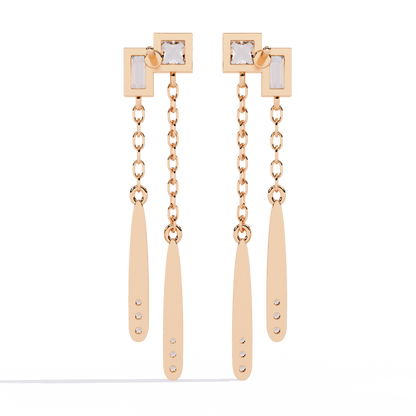 Princess & Baguette Diamond Chain Earrings