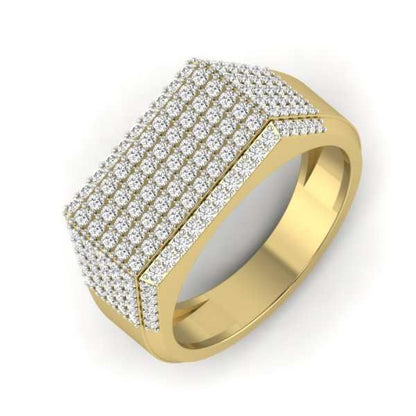 Men's Bold Multi-Row Diamond Signet Ring