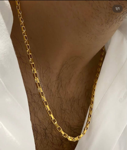 Premium Men's Elongated Box Link Gold Chain