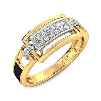 Elegant Geometric Diamond & Gold Statement Ring