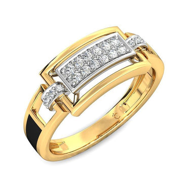 Elegant Geometric Diamond & Gold Statement Ring