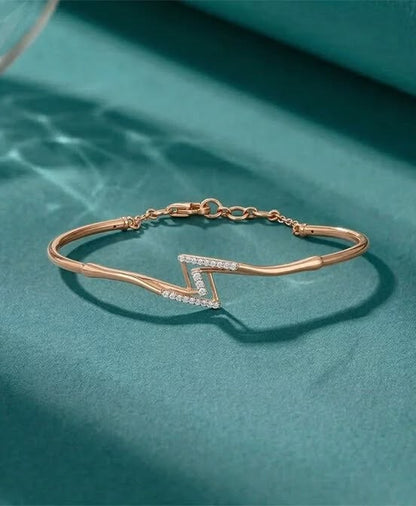 Geometric Pavé Diamond Rose Gold Bangle Bracelet
