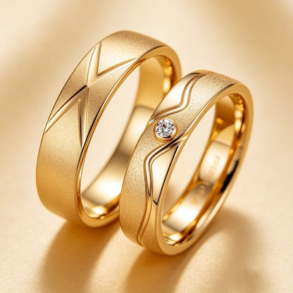 Elegant Matching Couples Wedding Bands Set