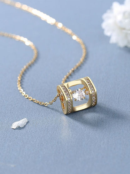 Floating Dancing Crystal Pendant Necklace