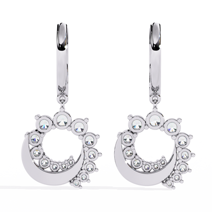 Diamond Hoop Drop Earrings