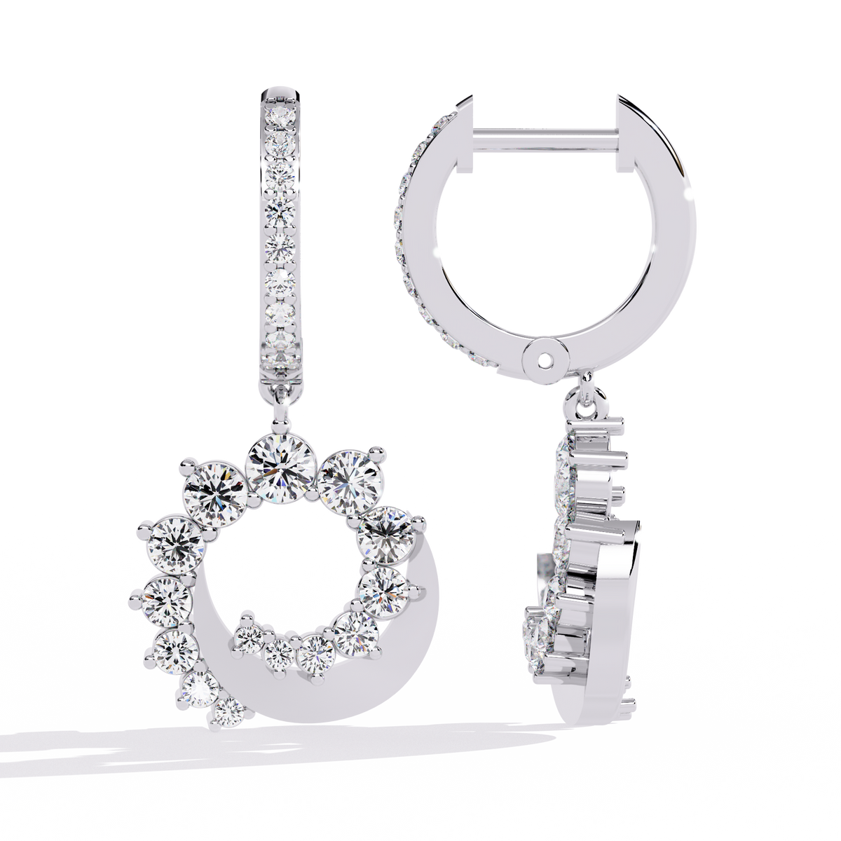 Diamond Hoop Drop Earrings