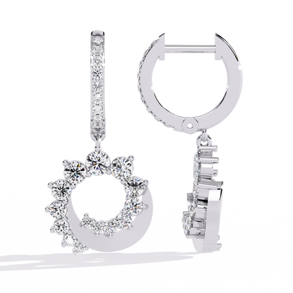 Diamond Hoop Drop Earrings