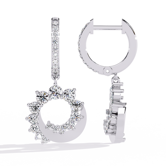 Diamond Hoop Drop Earrings
