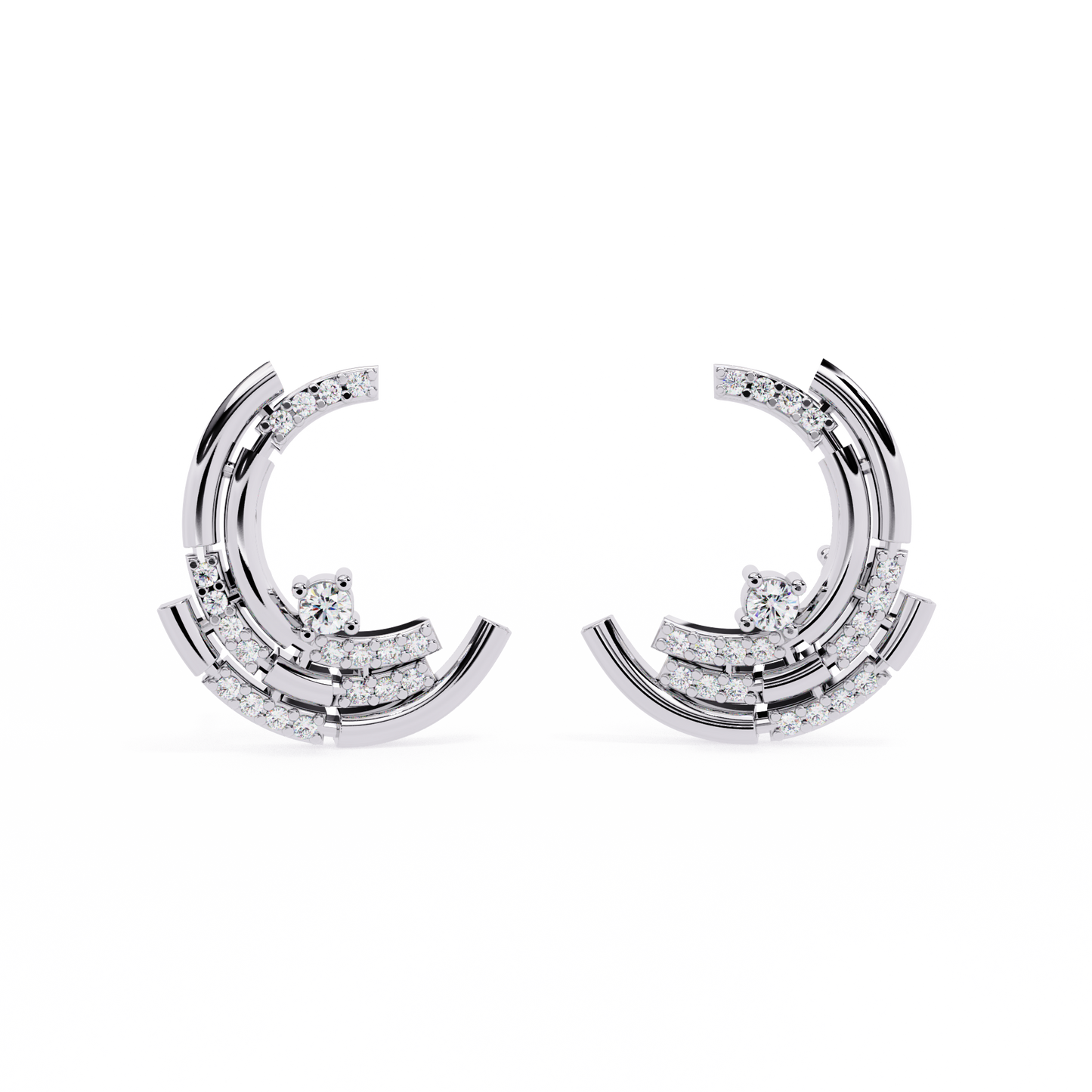 Luxury Diamond Hoop Earrings – Round Brilliant Diamond Studded Design