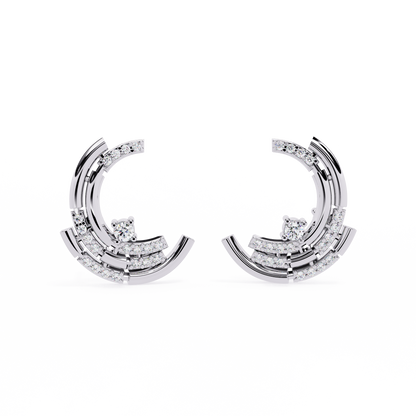 Luxury Diamond Hoop Earrings – Round Brilliant Diamond Studded Design