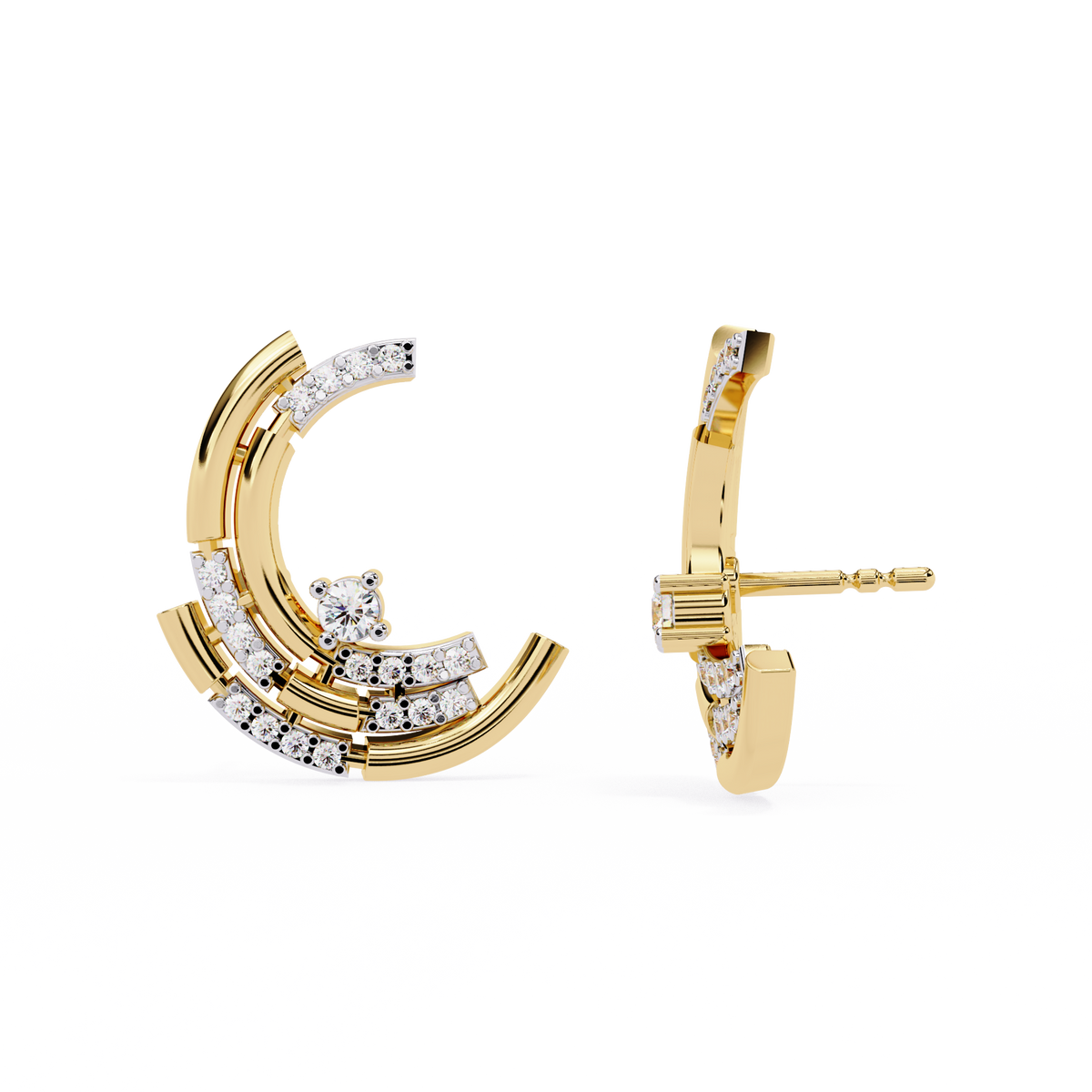 Luxury Diamond Hoop Earrings – Round Brilliant Diamond Studded Design