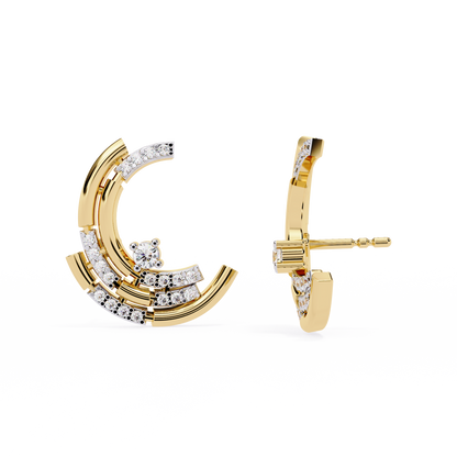 Luxury Diamond Hoop Earrings – Round Brilliant Diamond Studded Design