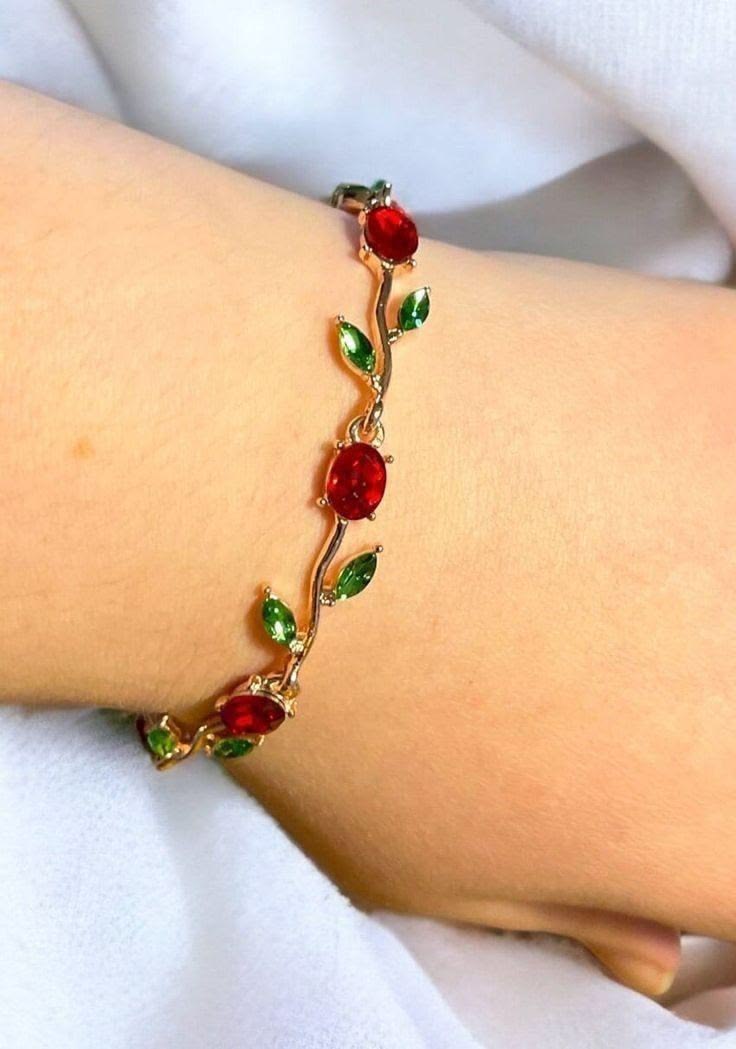 Enchanted Rose Vine Crystal Bracelet