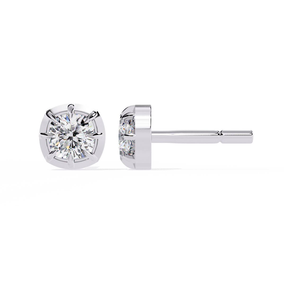 Round Brilliant Cut Diamond Stud Earrings