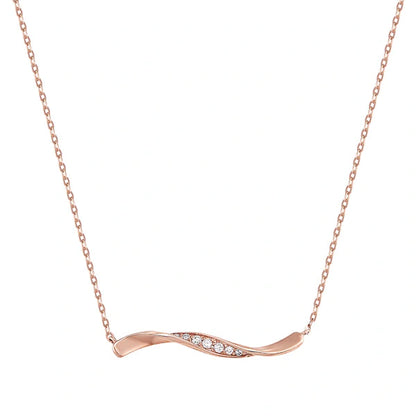 Elegant Rose Gold Wave Bar Pendant Necklace