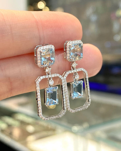 Diamond Geometric Drop Earrings