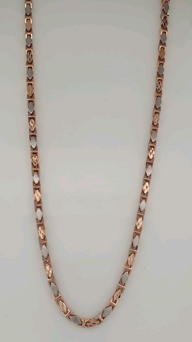 modern two-tone bar-and-link chain