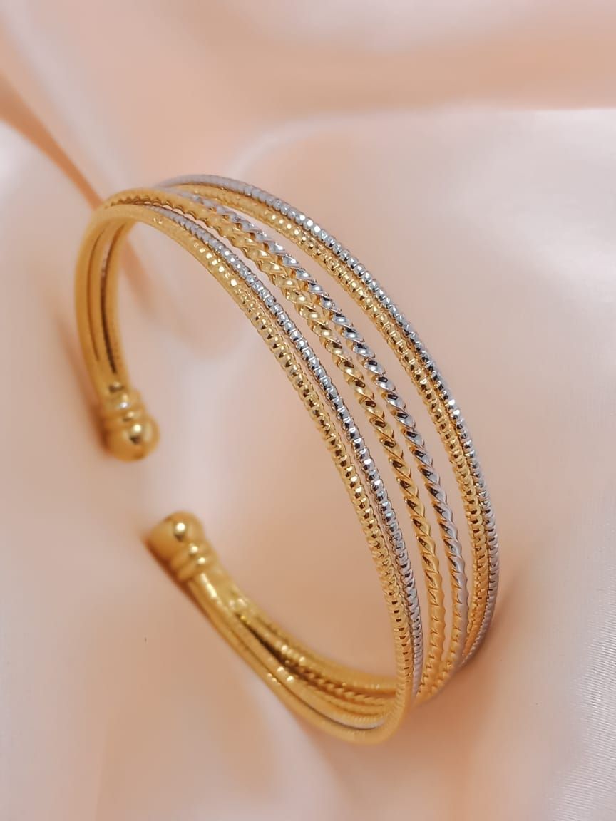 Elegant Two-Tone Multi-Strand Cuff Bracelet
