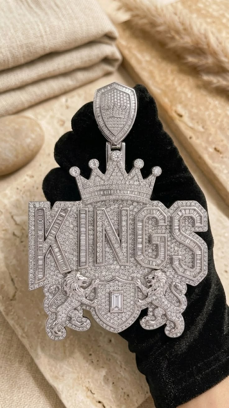 👑 Custom Iced-Out "KINGS" Crown & Lion Pendant