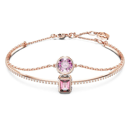 Swarovski Rose Gold-Tone Double-Strand Pink Crystal Bracelet