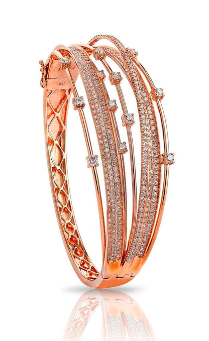 Multi-Strand Diamond Crossover Bangle Bracelet