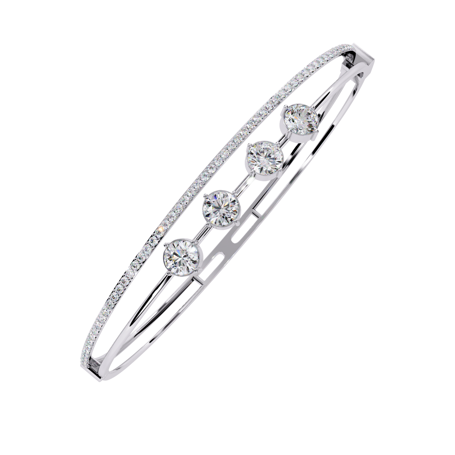 Diamond Station Bangle Bracelet – Yellow Gold