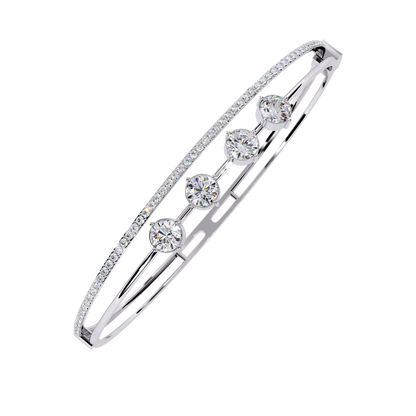 Diamond Station Bangle Bracelet – Yellow Gold