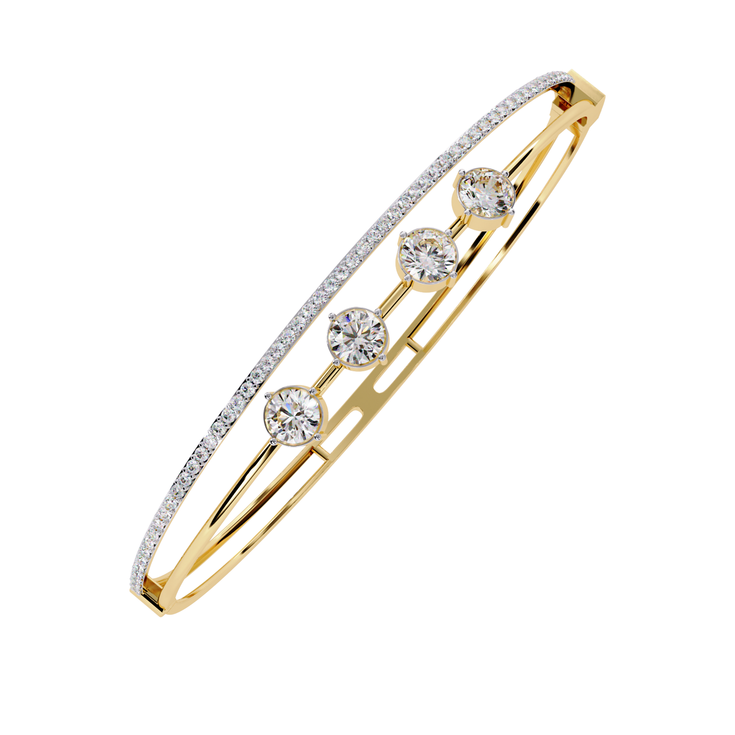 Diamond Station Bangle Bracelet – Yellow Gold