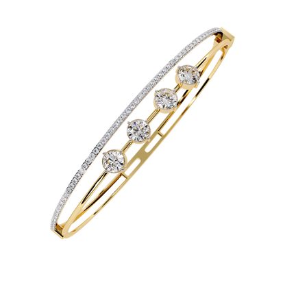 Diamond Station Bangle Bracelet – Yellow Gold