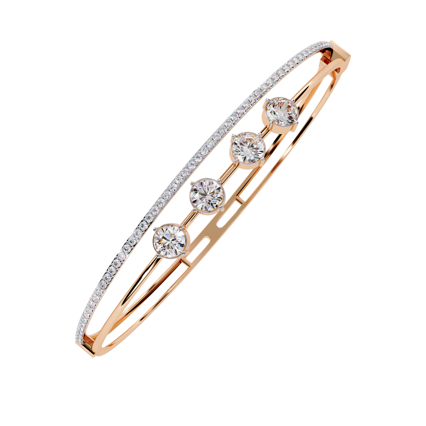 Diamond Station Bangle Bracelet – Yellow Gold