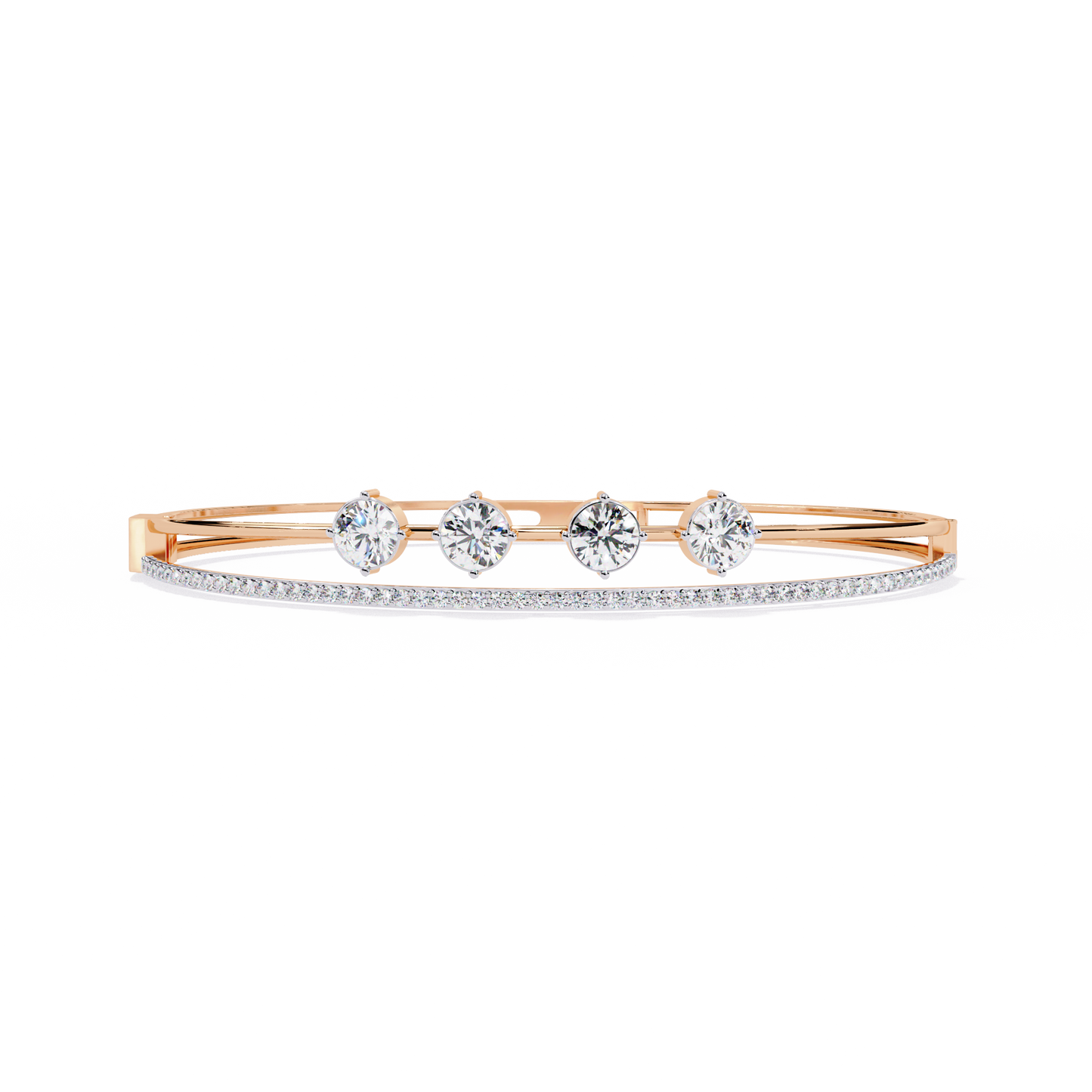 Diamond Station Bangle Bracelet – Yellow Gold