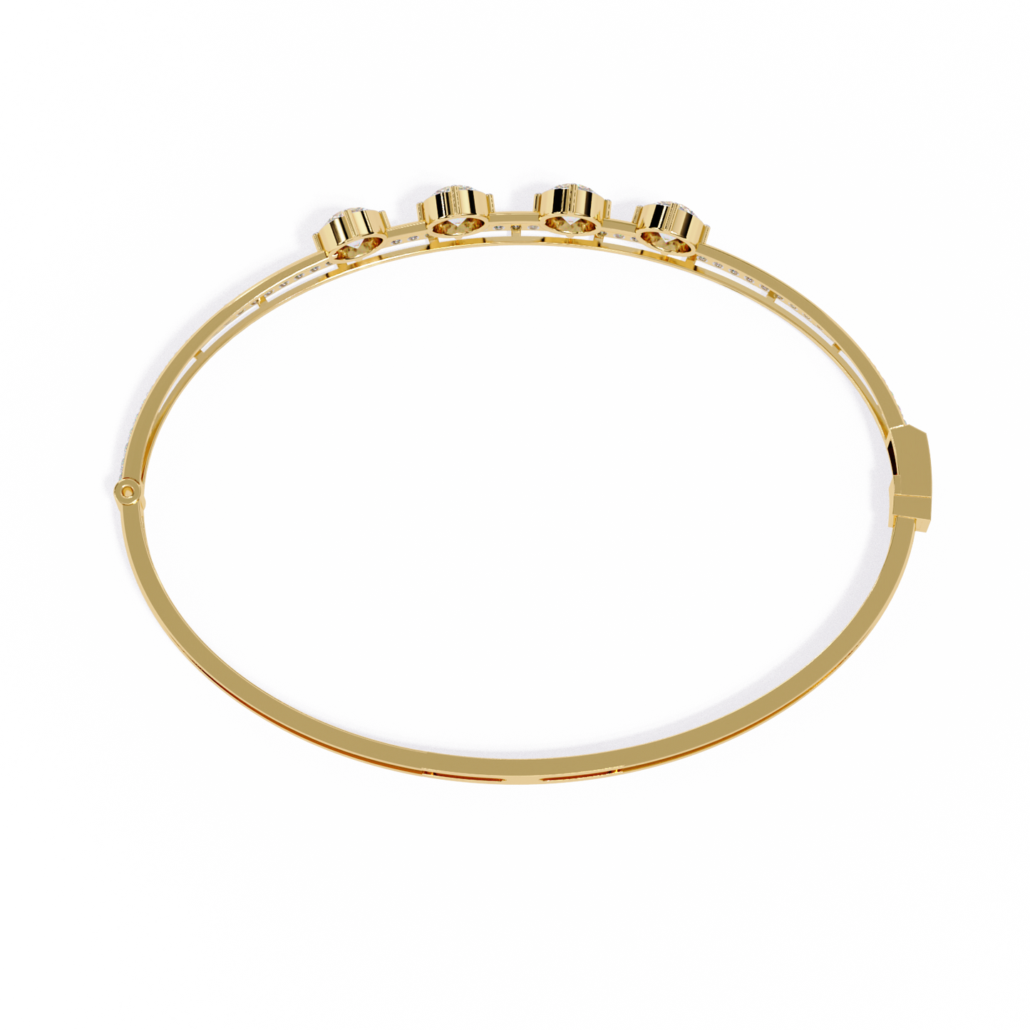 Diamond Station Bangle Bracelet – Yellow Gold