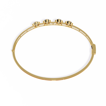 Diamond Station Bangle Bracelet – Yellow Gold