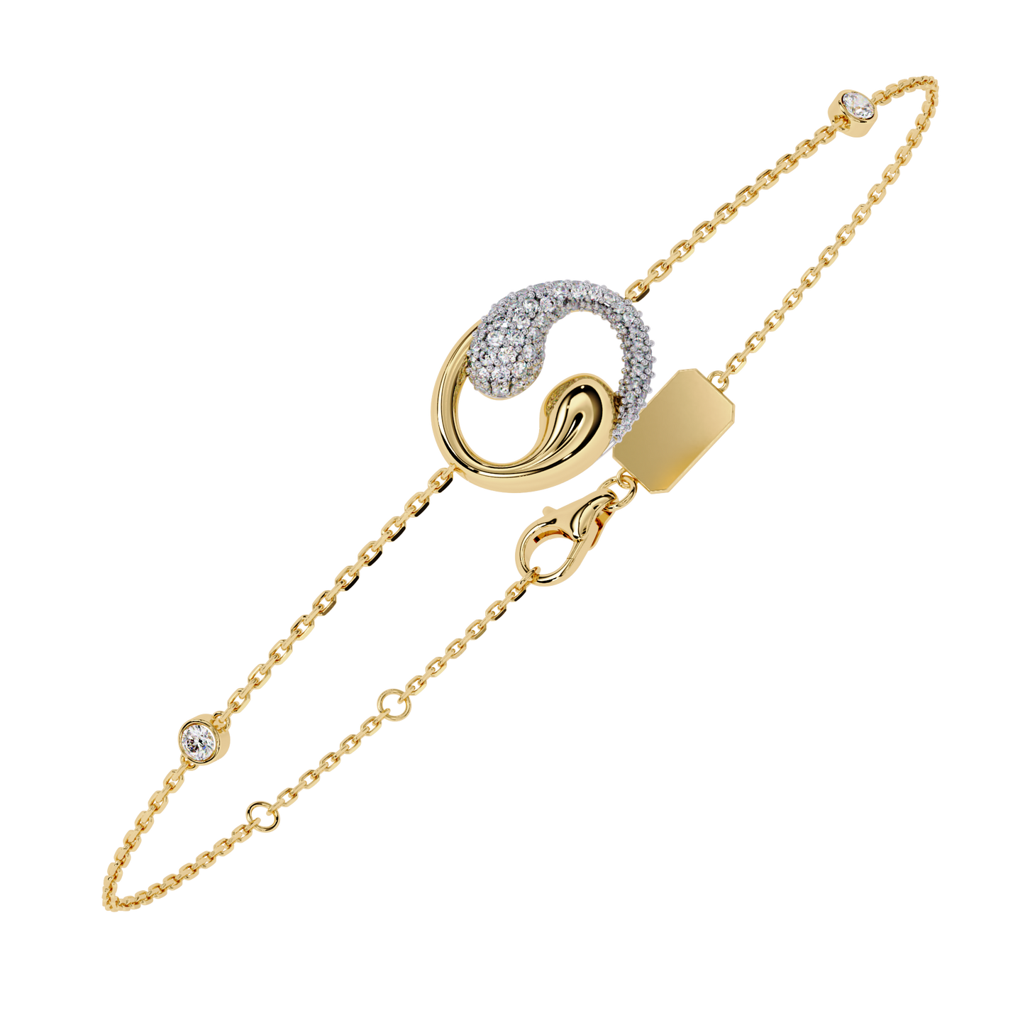 Diamond Swirl Chain Bracelet – Yellow Gold