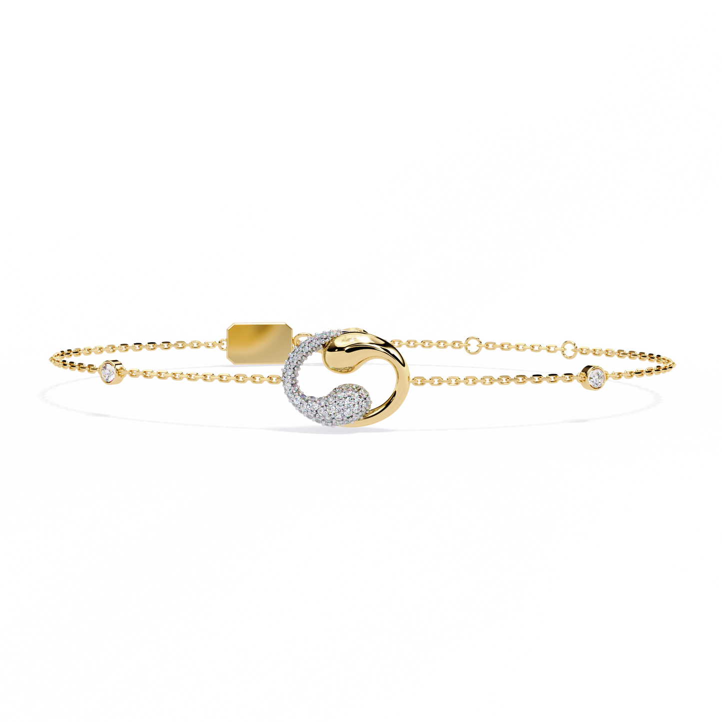 Diamond Swirl Chain Bracelet – Yellow Gold