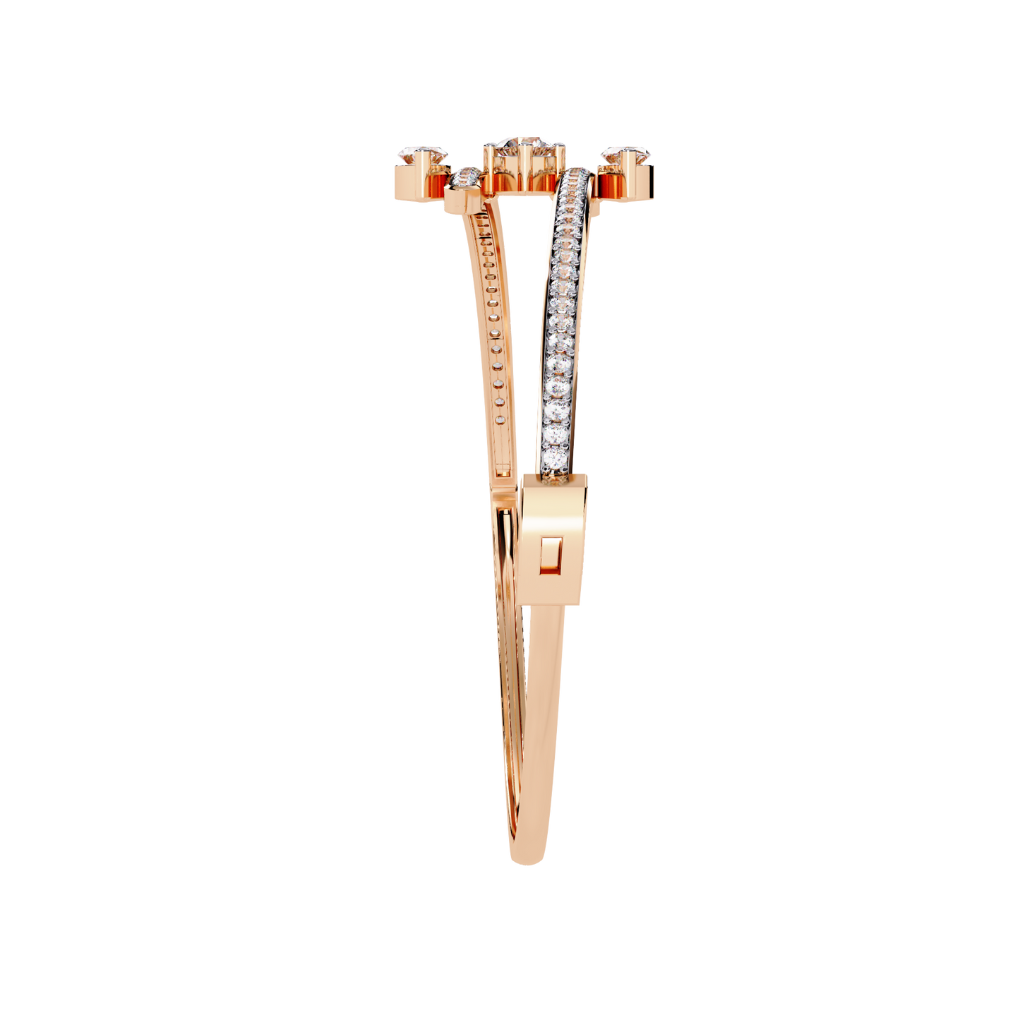 Sparkling Marquise & Round Diamond Bypass Bangle
