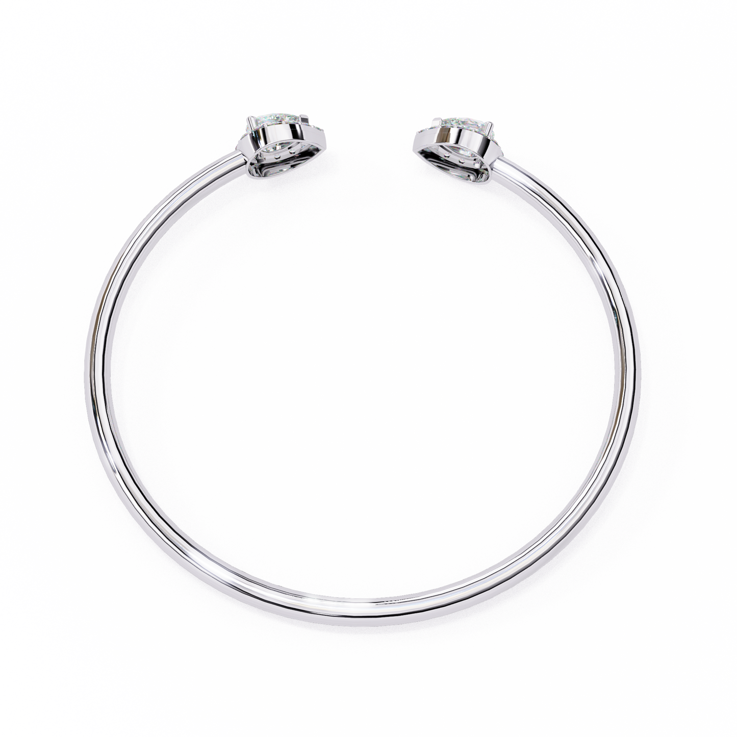Pear Halo Diamond Open Bangle Bracelet