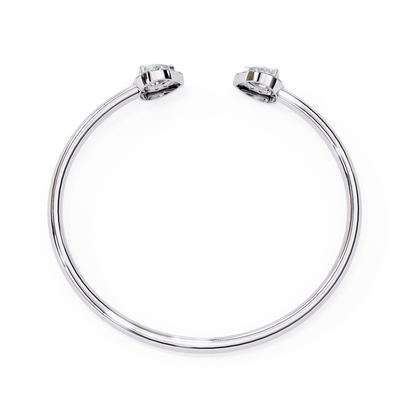 Pear Halo Diamond Open Bangle Bracelet