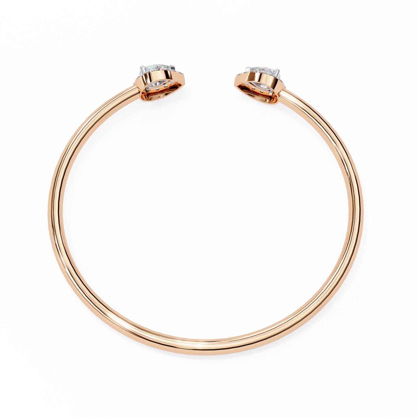 Pear Halo Diamond Open Bangle Bracelet
