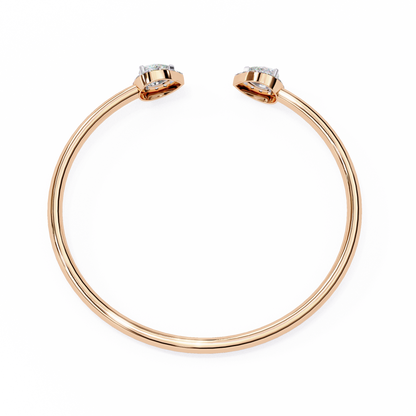 Pear Halo Diamond Open Bangle Bracelet