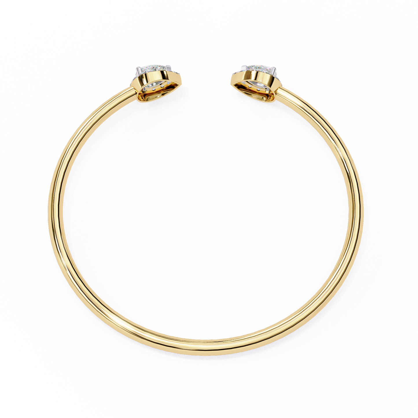 Pear Halo Diamond Open Bangle Bracelet